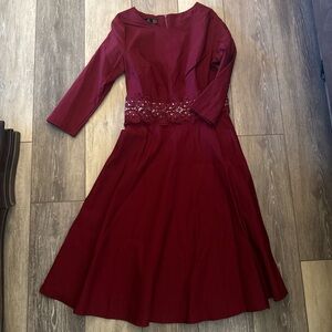 Chic Long Sleeve Burgundy Dress